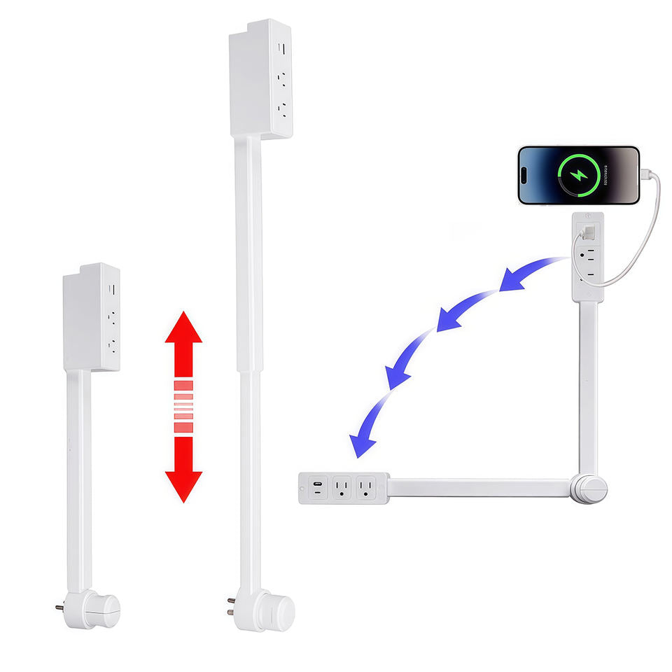 Telescoping extender stick with the head turned toward the camera